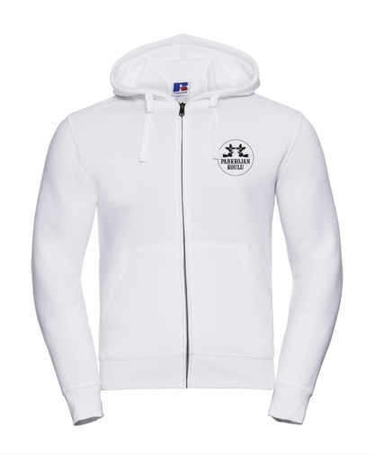 Valkoinen vetoketjuhuppari - Parkkojan koulu